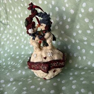 Vintage Style '1997 First Christmas' Snowman Ornament - Red & Cream